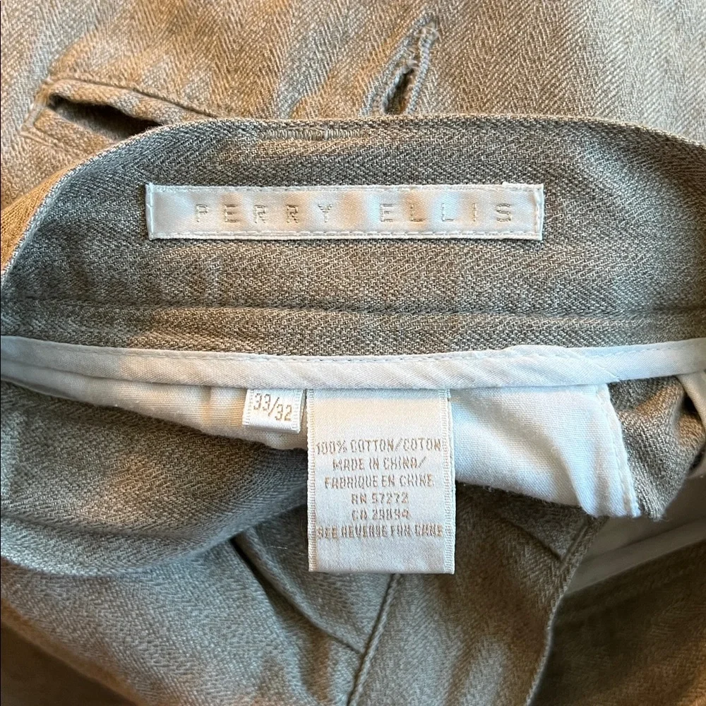 Perry Ellis| Men | Vintage Cotton/Linen Look Pleated Cuffed Pants | 33x32